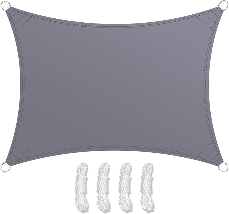 Teynewer Rectangular Shade Sail 2x3m Waterproof UV Block 98% Light Grey