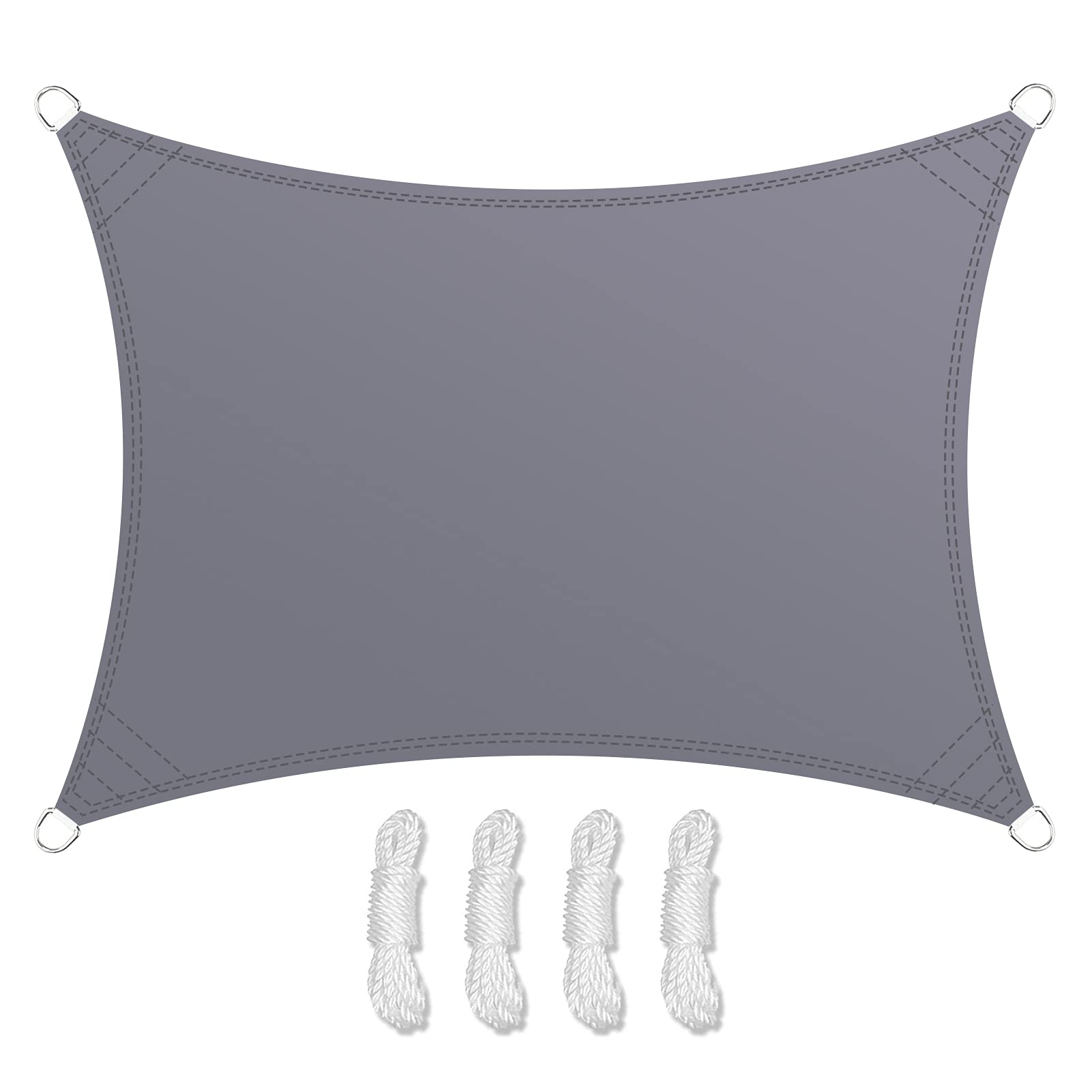 Teynewer Sun Shade Sail Rectangle 2x3m Waterproof Shade Sail for Outdoor Garden Patio Party 98% UV Block Sunscreen Awning Canopy Sunsail with Free Rope, Light Grey