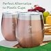 Stainless Steel Wine Glasses, Set of 2 - Double-Walled, Eco-Friendly, Unbreakable Stemless Drinking Glass with Lid - Food Grade and Vacuum Insulated Outdoor Tumblers (8 Oz.)