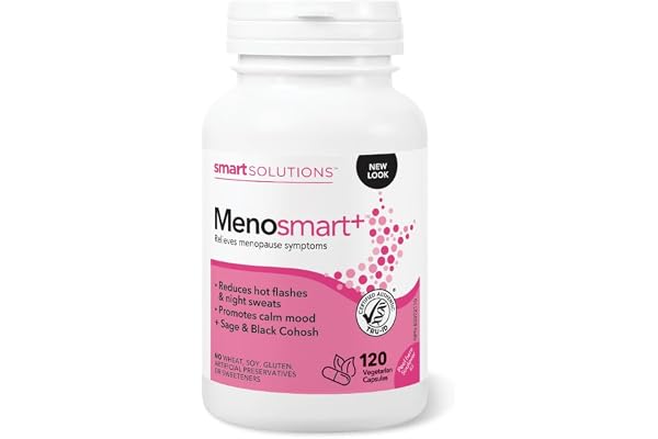 Smart Solutions Menosmart+ Vegetarian Capsules, Reduces Hot Flashes and Night Sweats, Promotes a Calm Mood, and Relieves Meno