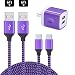 USB Wall Charger, Charging Block 2.1A Dual Port USB Charger Plug Power Adapter Charging Brick Cube with 2Pack LG V30 Charger Braided USB C Cable 6ft Galaxy S8 Charger for Samsung S9 Plus, LG G5 G6 primary