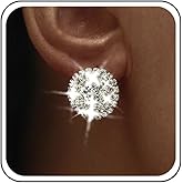 Vacaonio Boho Round Rhinestone Stud Earrings Sparkling Crystal Stud Earrings Silver Rhinestone Crystal Earrings Rhinestone Button Earrings Rhinestone Round Earrings Jewelry for Women