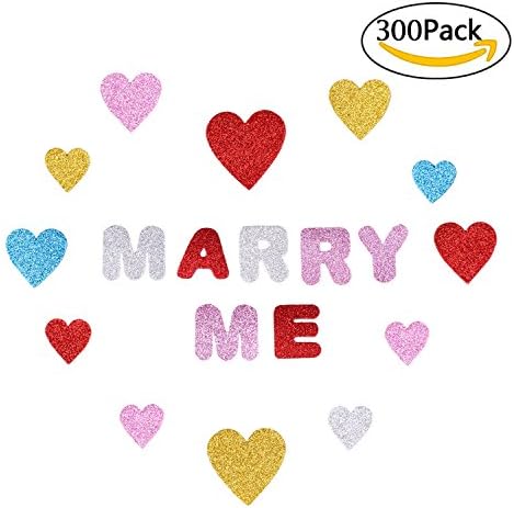 Vipe Foam Glitter Stickers Self Adhesive, 150pcs Heart and 150pcs Letters Shapes Glitter Foam Stickers for Kid's Arts Craft Supplies Greeting Cards Home Decoration