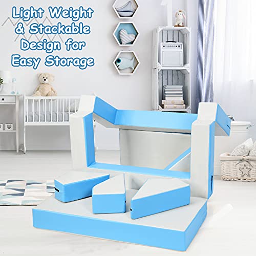 GYMAX Kids Foam Sofa, 4in2 Multifunctional Foam Play Set Climbers