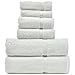 Chakir Turkish Linens Dobby Border Luxury Hotel & Spa Turkish Cotton Bath Bundle (White, 6-Piece Towel Set), 6 Count…