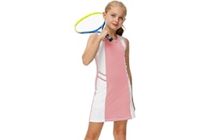 AOBUTE Girls Tennis Outfit 2 Piece Set Sportswear Tank Dress and Shorts 4-12Y