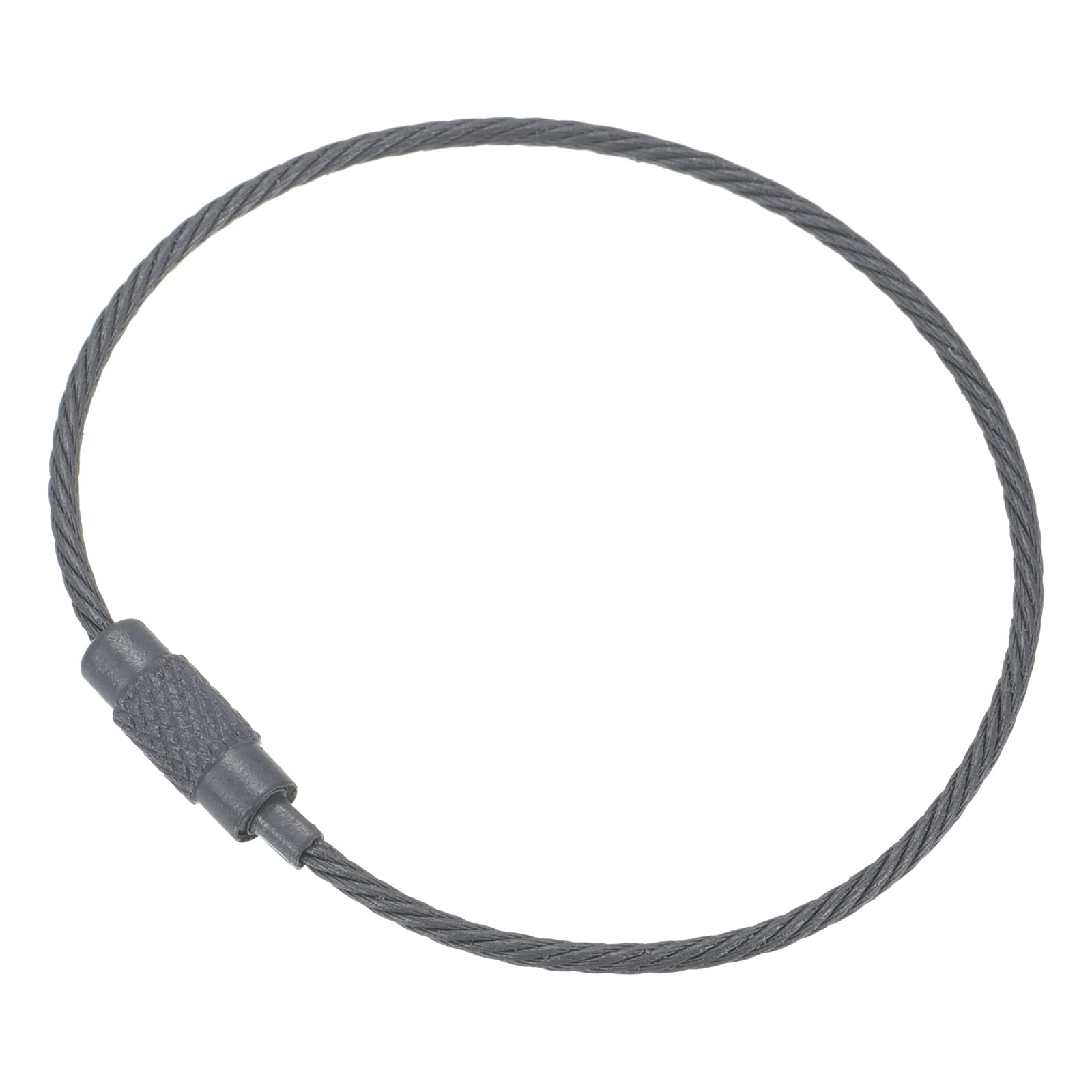 PATIKIL 6 Inch Length Wire Keychain Cable, 10 Pack Titanium Steel Key Ring Loop for Outdoor Hiking Sport, Gray