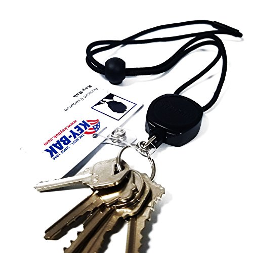 KEY-BAK SIDEKICK Retractable I.D. Badge Reel & Key Lanyard with Break-Away, Spring Loaded Cinch, 24" Retractable Kevlar Tether (0KB1-0A44)
