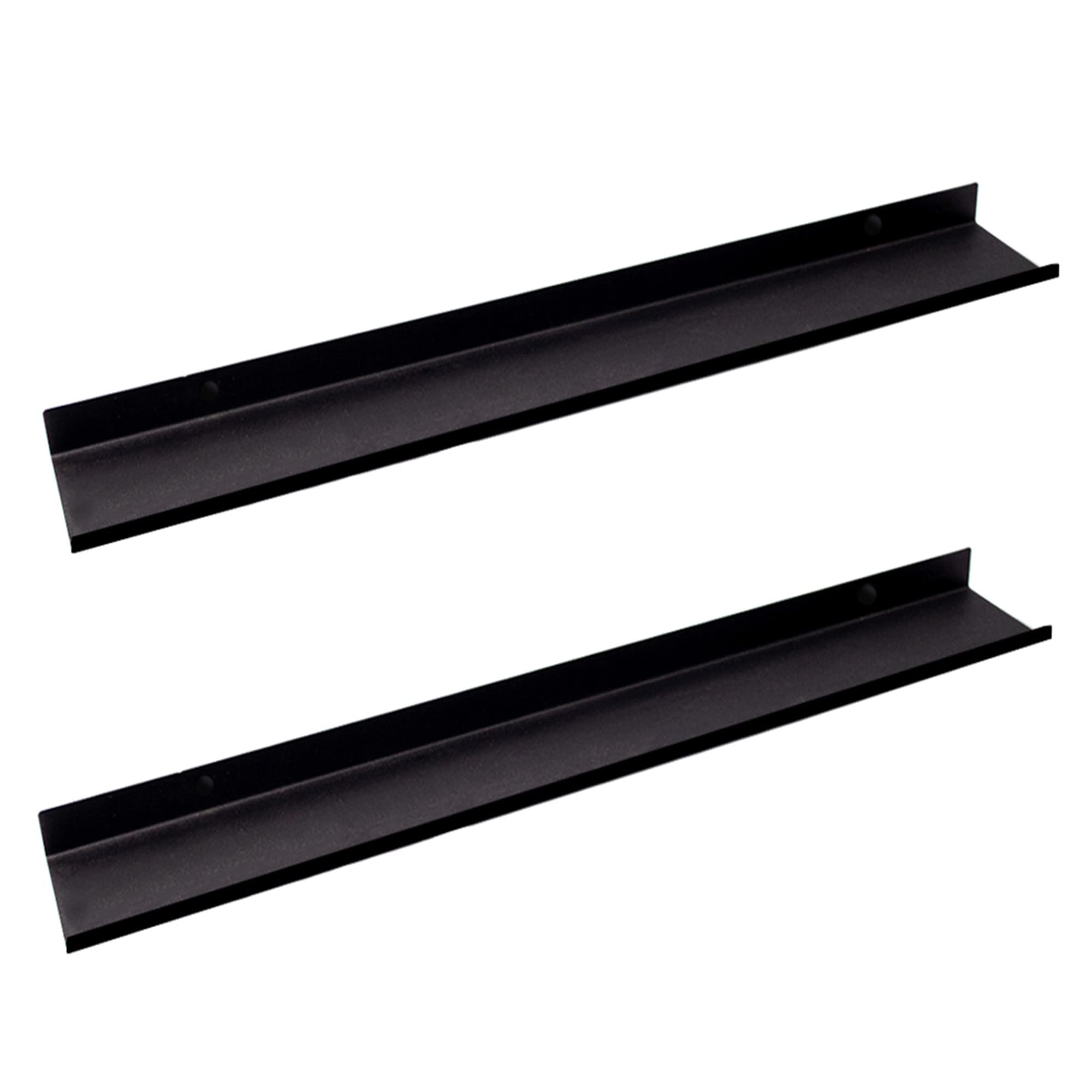 MILUKA Set 2 Floating Shelf Black 70 cm | Metal Shelves for Picture Shelf and Photo Shelf | Floating Shelves for Bedroom, Kitchen Storage and Bathroom Storage in Home Decor | Wall Shelf (2. Black)