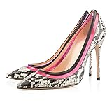 Onlymaker Women's High Heel Pointed Toe Patchwork Pumps