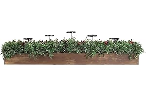 Fraser Hill Farm 42" Christmas Holiday 5 Candle Holder Centerpiece with Boxwood Greenery and Red Berries, FF042CHTT002-0GR
