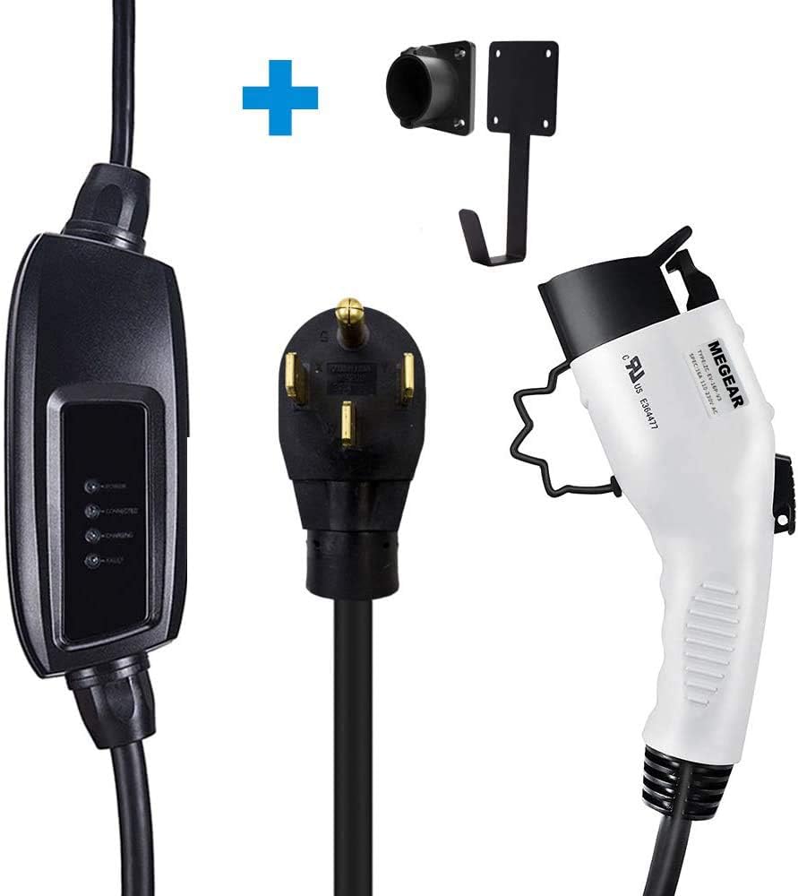 Megear Level 2 EV Charger(240V, 16A, 25ft), Portable EVSE Home Electric Vehicle Charging Station(NEMA 14-50 Plug)