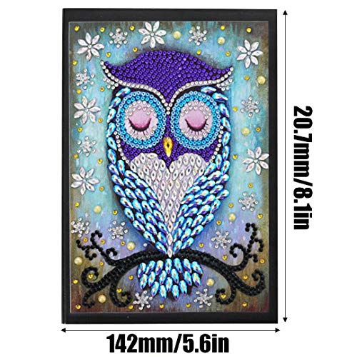 qiaoniuniu Diamond Painting for Kids Mosaic Making A5 Notebook Journals Notepad Gifts for Christmas (Owl)