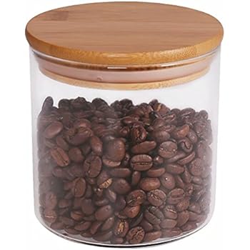 Food Storage Jar, 18.6 FL OZ (550 ML), [Thickened Version] 77L Glass Food Storage Jar with Airtight Seal Bamboo Lid - Modern Design Clear Food Storage Canister for Serving Tea, Coffee, Spice and More