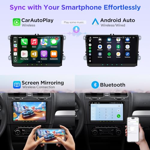 XTRONS Android 14 Qualcomm 665 QLED Radio Player for VW Volkswagen EOS Golf SKODA SEAT, 9 Inch Octa Core 8GB+256GB Car Stereo IPS Touched Screen DSP DTS 4G LTE GPS Bluetooth Support AHD Camera DAB+