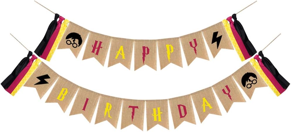 Amosfun Harry Potter Banniere Toile De Jute Joyeux Anniversaire Lettre Tirer Drapeau Anniversaire Bruant Banniere Pour La Fete D Anniversaire Decoration De La Maison Amazon Fr Cuisine Maison