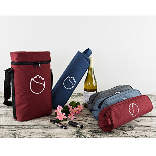 Freshore Insulated Single Wine Tote Bag Carriers For Cooler Restaurant As Christmas Gift - Firmly Store Corkscrew (Classical Gray)