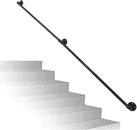 Amazon Co Jp 屋内工業用鍛造アイアンブラックパイプ階段手すり および屋外の回廊屋根裏高齢者と子どもの安全ハンド手すり 30センチ メートル 300センチメートルオプション 100cm ホーム キッチン