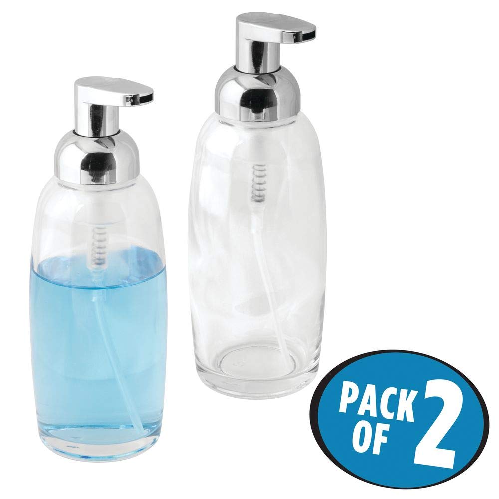 VintageInspired mDesign Modern Glass Refillable Foaming Soap Dispenser