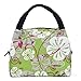 Aosbos Reusable Insulated Lunch Box Tote Bag (Green Flowers)