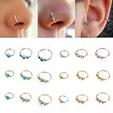 Coobbar 18pcs Retro Round Beads Nose Stud Earrings Nostril Hoop Body Piercing