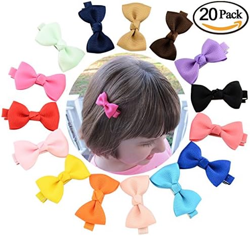 Calliar 1.77in Large Hairpin Hair Bows Clips Barrettes For Baby Girls Teens Toddlers Newborn ,20Pack-Color1