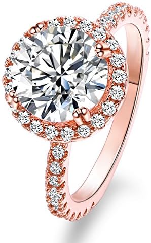 Jiangyue Lady Rings AAA Cubic Zirconia Rose Gold Plated Big White Stone Charming Elegant Party Jewelry Mother 's Day Gift Size 6