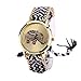 Towallmark(TM)Women Elephant Pattern Weaved Rope Band Bracelet Quartz Dialwatch Gift(Black+White)