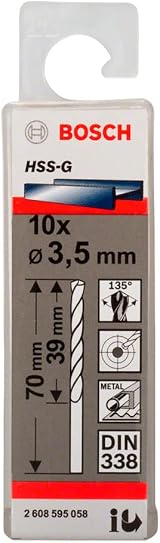 Bosch 10x PRO Metal HSS-G Twist Drill Bit 3.5 mm DIN338 39x70 view 2