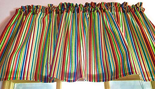 Fiesta Stripes Valance Cotton Window Curtain Treatment 43W x 15L