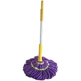 Spontex - Balai serpillère Twist Mop - Franges en microfibre avec système d'essorage intégré - Tampon récurant anti-rayures pour taches tenaces - Nettoie les sols stratifiés, planchers et carrelages