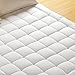 Mattress Pad Cover, 100% Cotton Fabric, Microfiber Filled, Soft, Hypoallergenic, Mattress Topper with Deep Pocket(Queen,Basic)