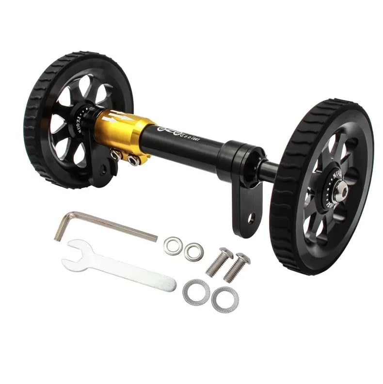 Wheel Extender for BROMPTON Eazy Wheels Extension Rod Ver 2.0 Gold (Extender + 2 eazy wheels, Black)