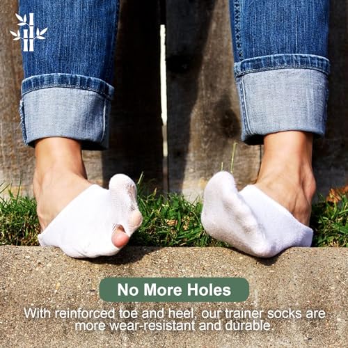 Niofind Bamboo Trainer Socks for Womens and Mens, No Show Ankle Socks Low Cut Invisible Non Slip Liner Socks Multipack Casual Footies for Sneaker Loafers and Boat Shoes