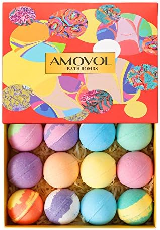 Bath Bombs Gift Set, 2.5 OZ Each Colorful Bath Bomb Kit with Essential oils, Lush Spa Floating Fizzies, Rich Bubbles, Powerful Moisturize and No Greasy, Gift for Women &amp; Kids Pack of 12