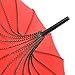 Remedios Boutique Nylon Wind-Resistant Pagoda Umbrella with Dots, Bright Red