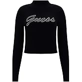 GUESS womens Long Sleeve Guess Rhinestone Logo Sweater