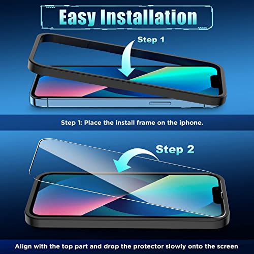 NatuBeau 3 Pack Screen Protector for iPhone 14 / iPhone 13 / iPhone 13 Pro, iPhone 14 Screen Protector Tempered Glass, 6.1 inch, 9H Hardness, Scratch Resistant, Easy Installation, Case Friendly (Compatible with iPhone 13 and iPhone 13 Pro)