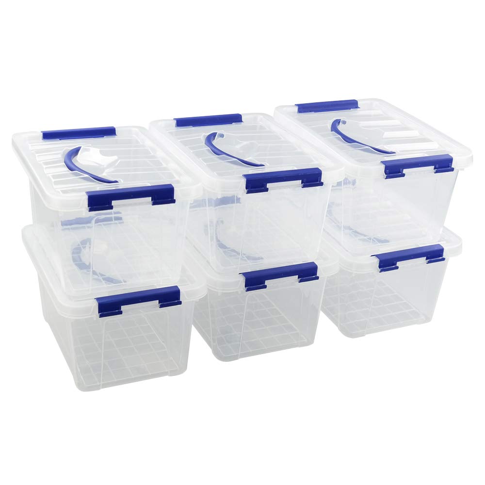 Farmoon 5L Plastic Storage Boxes, Small Latching Box with Handle, 6 Packs