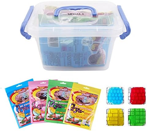 MEKUULA Storage Box with Cleaning Gel(4PCS), Storage Box with Cleaning Gel for House,Office,Outdoor,Car Air Vent and KeyBoard Cleaning