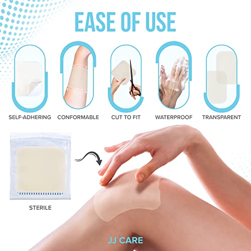 JJ CARE Hydrocolloid Dressing [Pack 10], 2x2 Hydrocolloid Bandages w/o Border, SelfAdhesive