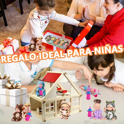 ZVXCABV 16 Piezas de Mini Muñecas Renacidas, Mini Muñecas Durmientes, Muñecas Realistas con Ropa Linda y Botellas de Leche, Adecuadas para Regalar Juguetes A Niñas, Juguetes para Niños (16)
