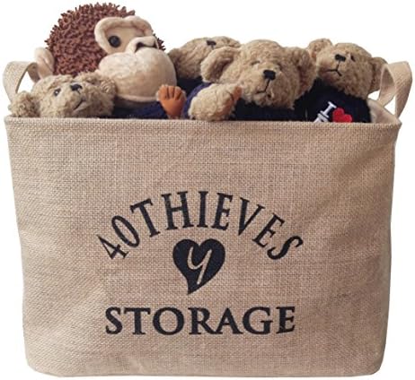 Y 40 THIEVES Medium Jute Storage Bin 14.5 x 10 x 10" perfect for Toy Storage - Storage Basket for Organizing Baby Clothing, Baby Toys, Kids Toys, Children Books, Gift Baskets