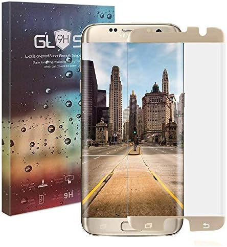 JRG Galaxy S7 Edge Tempered Glass Screen Protector Works with Almost All Phone Cases, [9H Hardness] [Anti-Scratch] [Anti-Fingerprint] [Bubble Free] [Ultra-Clear] [3D Cover] - Gold