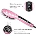 Priksia Hair Straightener Brush Ceramic Heating Hair Straightening Irons brush Anti Scald, Static, Detangling and Silky Straight . (Pink)