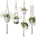 TIMEYARD Macrame Plant Hangers - 4 Pack in Different Designs Handmade Indoor Wall Hanging Planter Plant Holder - Modern Boho Home Decor