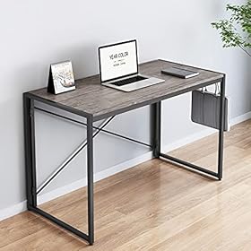 Home Office Laptop Desk 39" Folding Computer Desk for Small Place Modern Simple Work Table with Hook Study Writing Desk for Bedroom, Easy to Assemble 51jE2AsIDTS