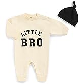 Sinhoon Baby Boy Outfits Little Brother Newborn Outfit Soft Cotton Romper Letter Print Coming Home Clothes with Hat