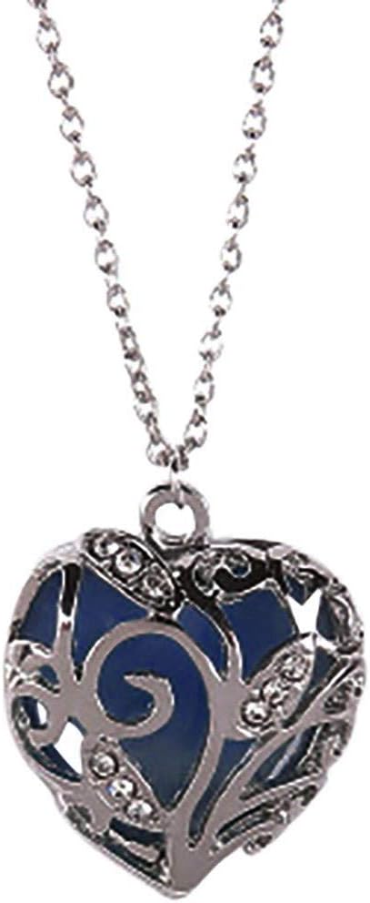 Panpany Women Crystal Necklace Hollow Out Heart Glow in Dark Pendant Alloy items Jewelry