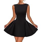 ZESICA Women's 2026 Summer Sleeveless Cocktail Mini Dress Boat Neck Backless Swing A Line Wedding Club Party Short Dresses